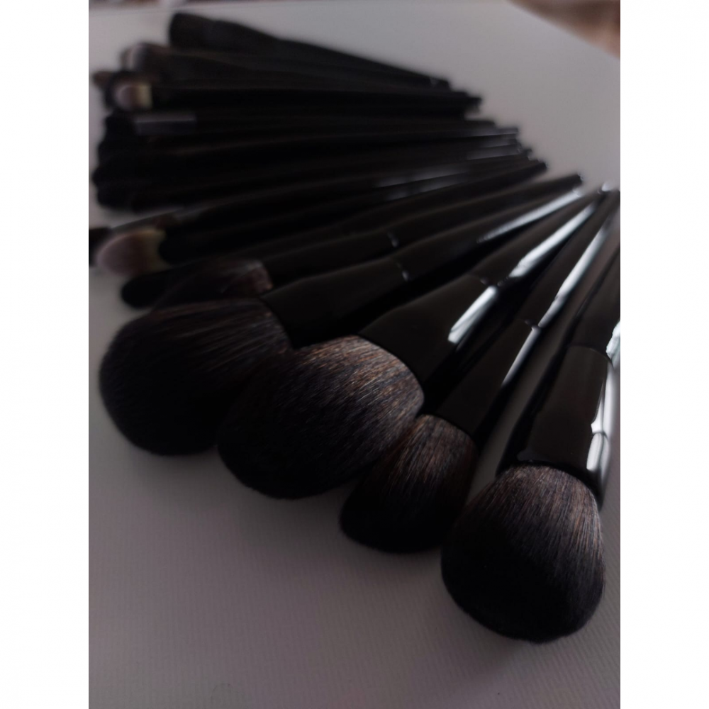 Set 40 pensule machiaj profesionale, mâner lemn, păr sintetic, Negru [4]