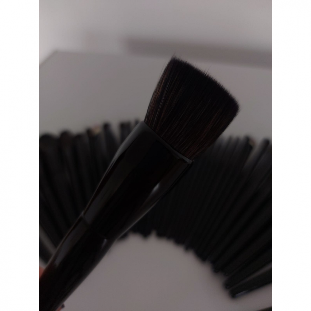 Set 40 pensule machiaj profesionale, mâner lemn, păr sintetic, Negru [6]