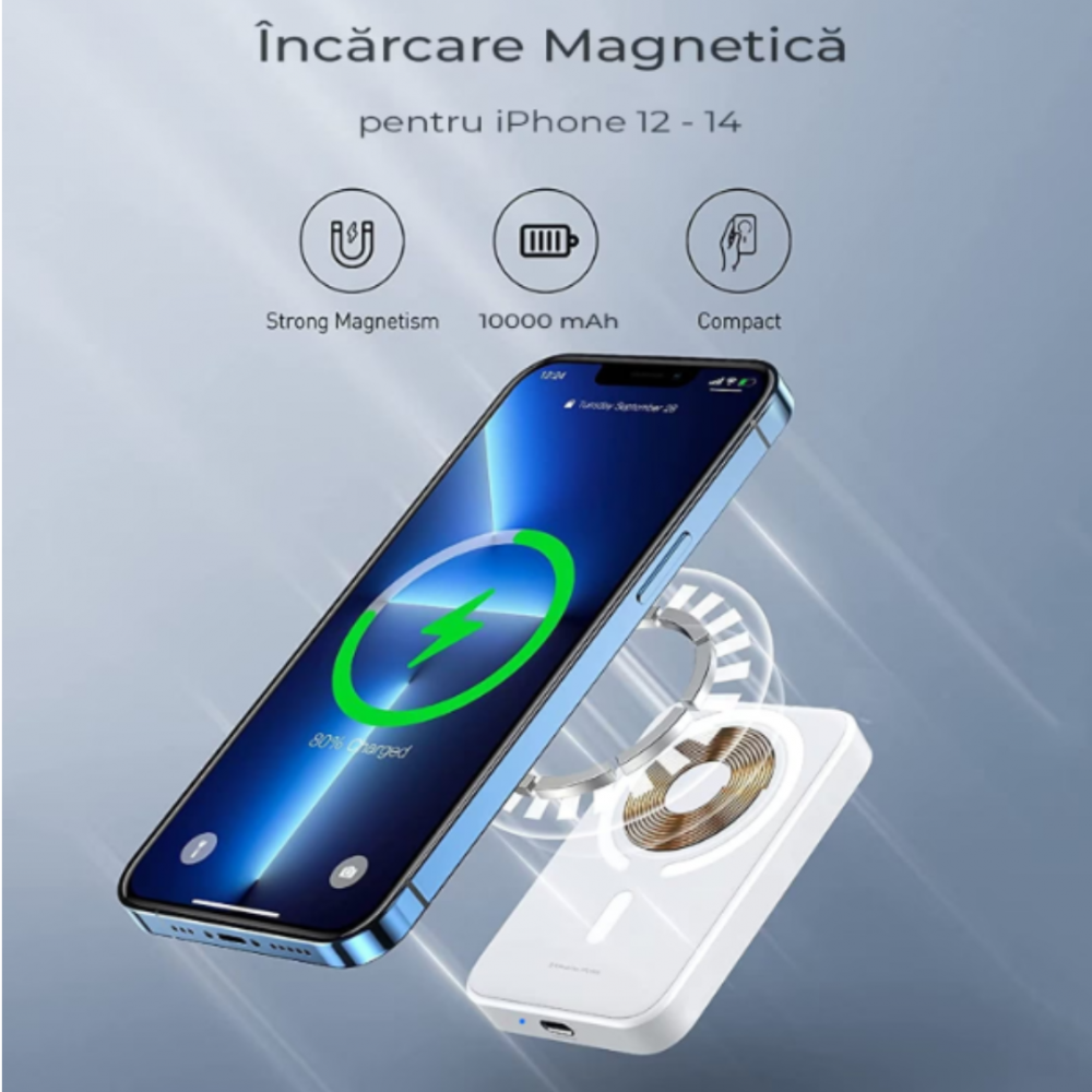 Suport auto cu încărcare wireless MagSafe, alb [8]