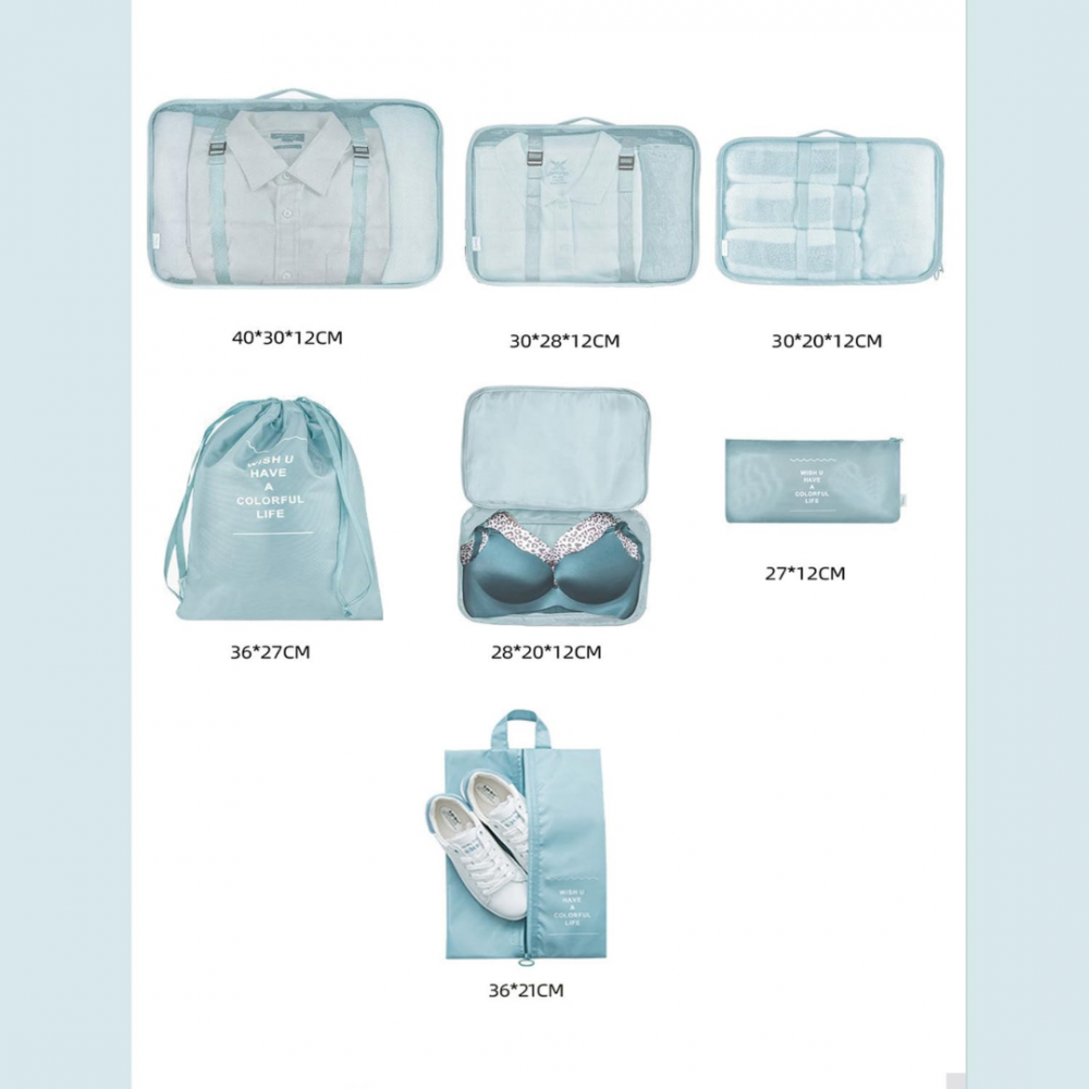 Set 7 huse organizare bagaje, Bleu [7]