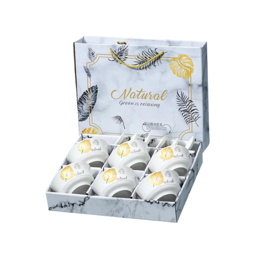 Set 6 boluri portelan cu lingurite model nordic [2]