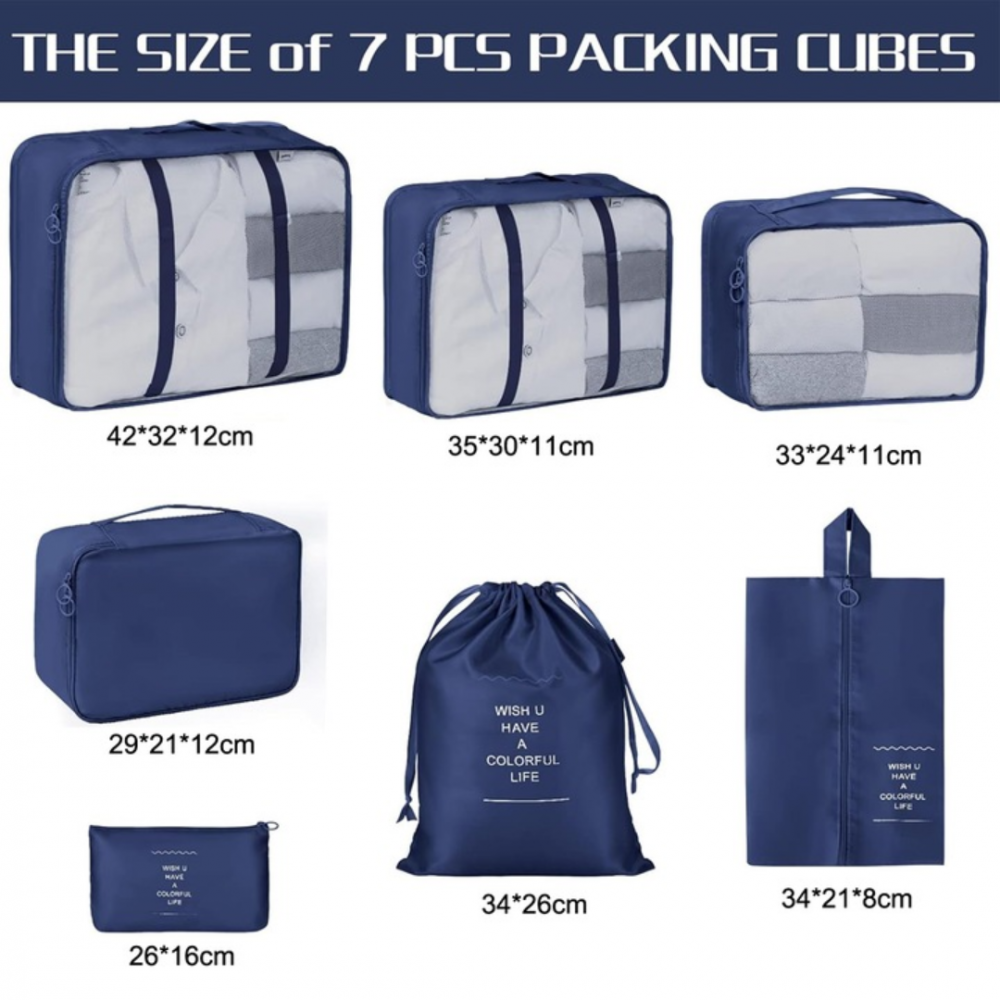 Set 7 huse organizare bagaje, Bleumarin [3]