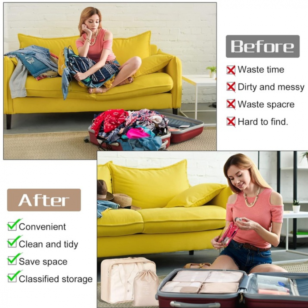 Set 7 huse organizare bagaje, Gri [5]