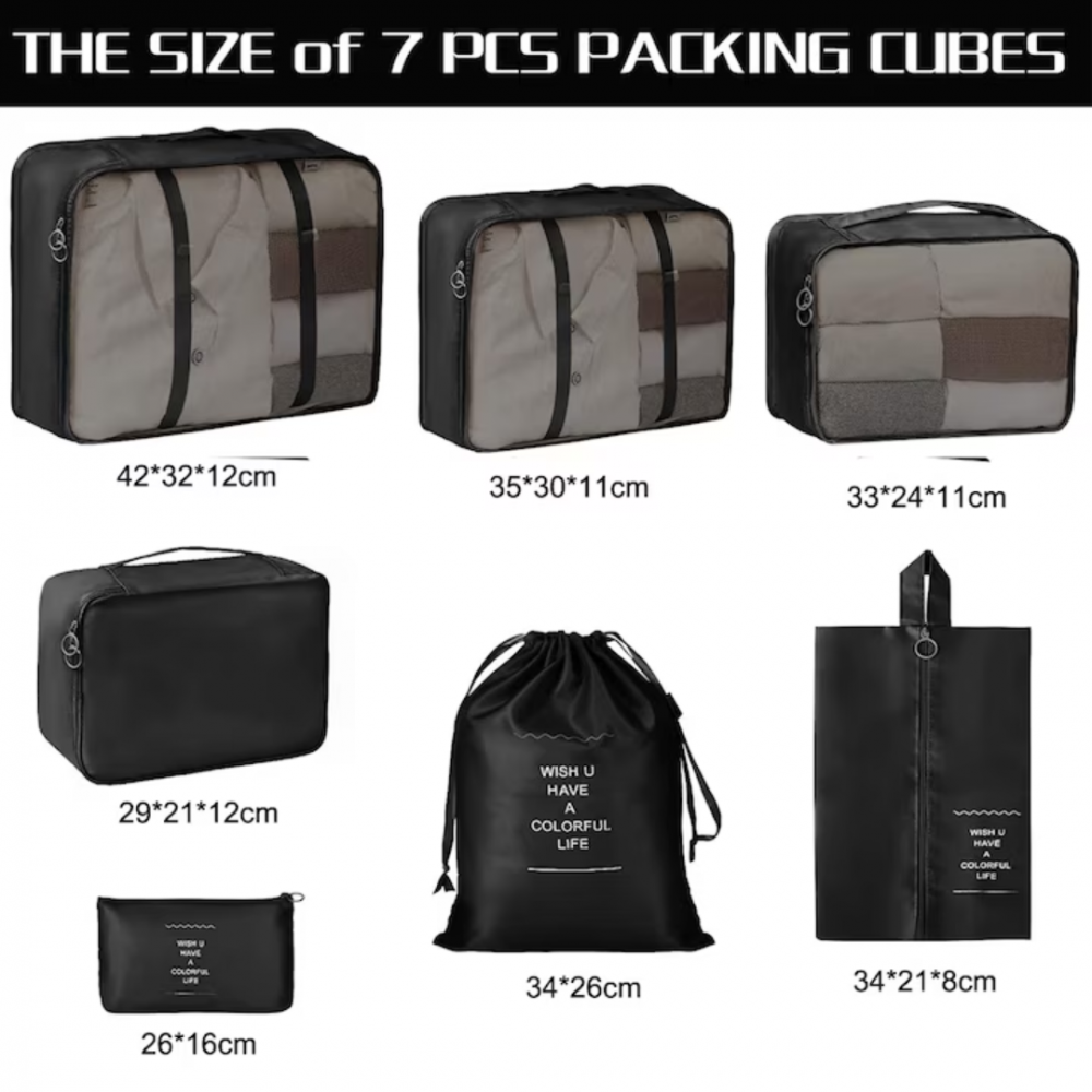 Set 7 huse organizare bagaje, Negru [3]