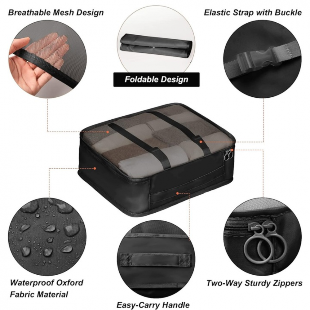 Set 7 huse organizare bagaje, Negru [4]