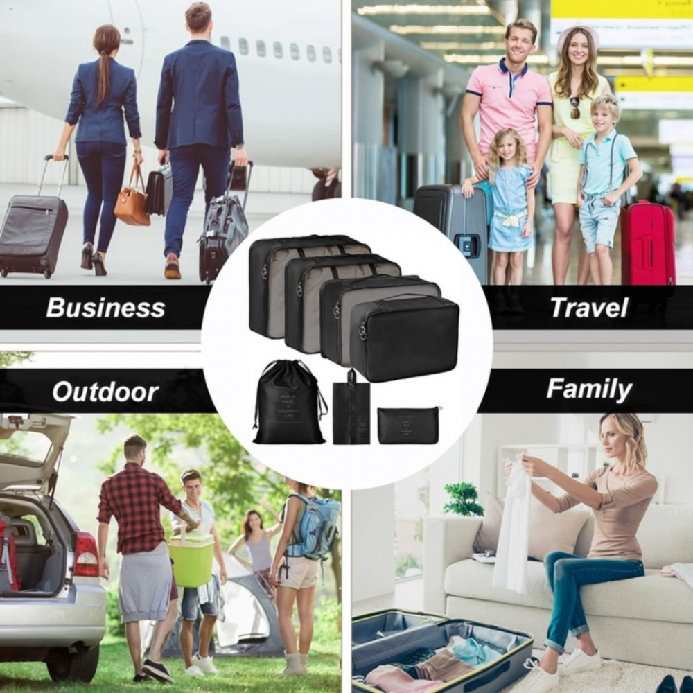 Set 7 huse organizare bagaje, Negru [7]