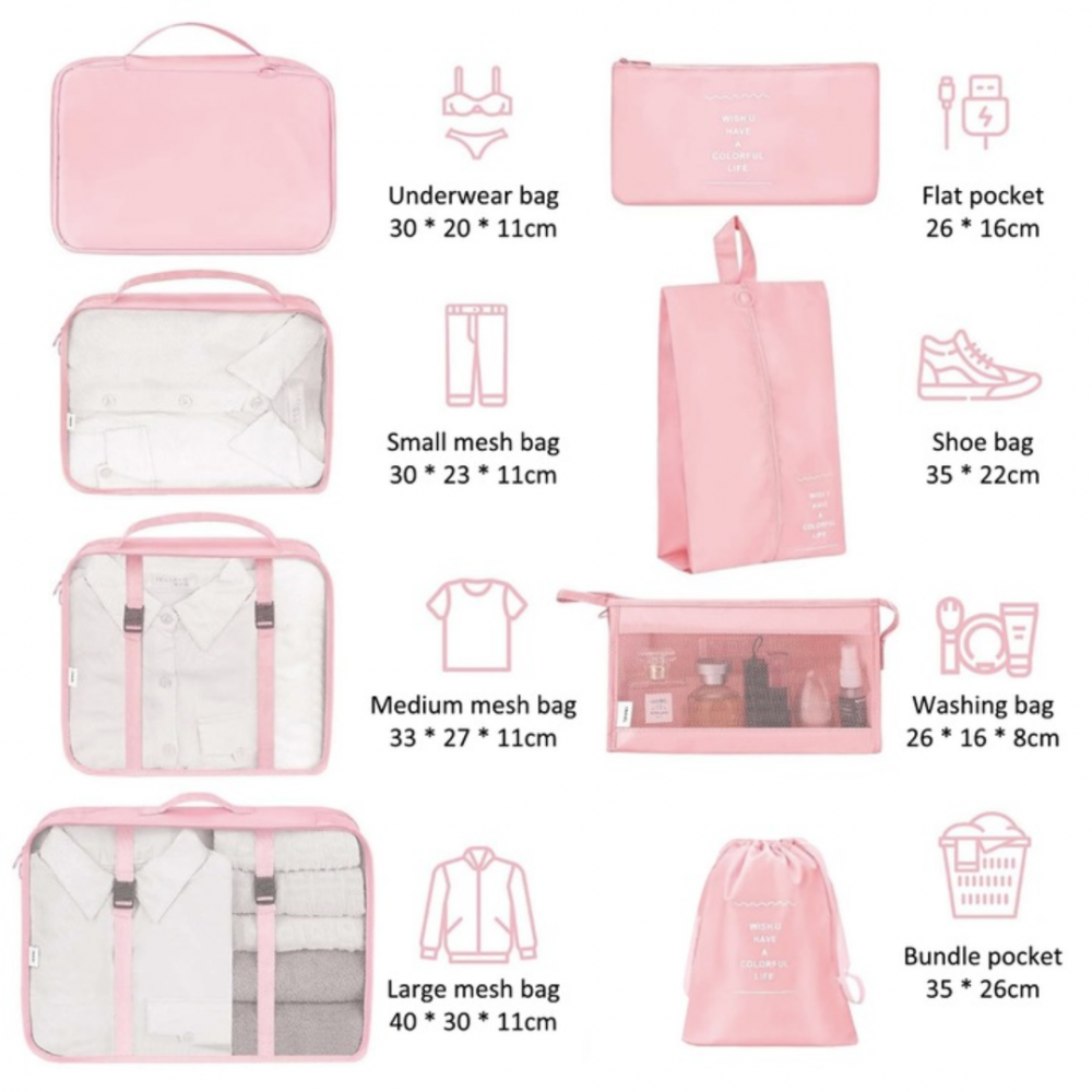 Set 7 huse organizare bagaje, Roz [3]