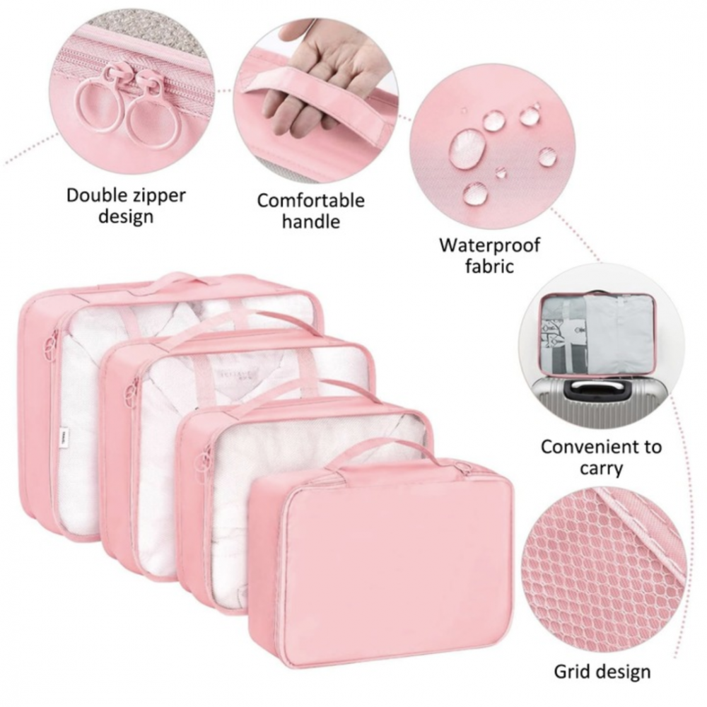 Set 7 huse organizare bagaje, Roz [4]