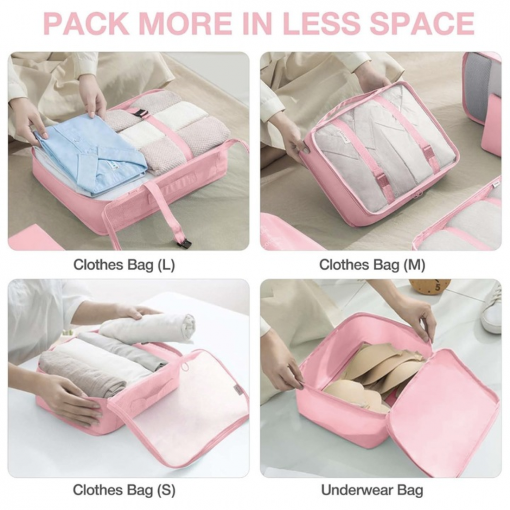 Set 7 huse organizare bagaje, Roz [6]