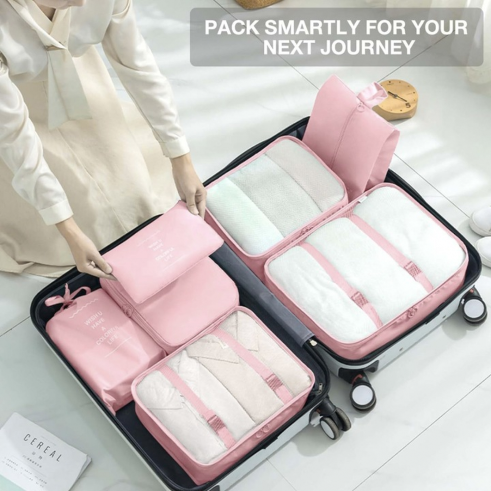 Set 7 huse organizare bagaje, Roz [8]