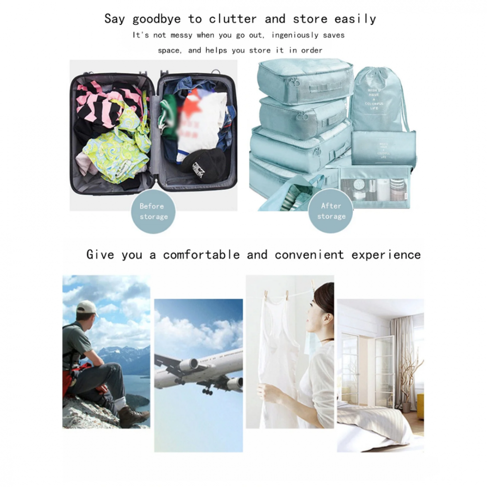 Set 7 huse organizare bagaje, Turcoaz [8]