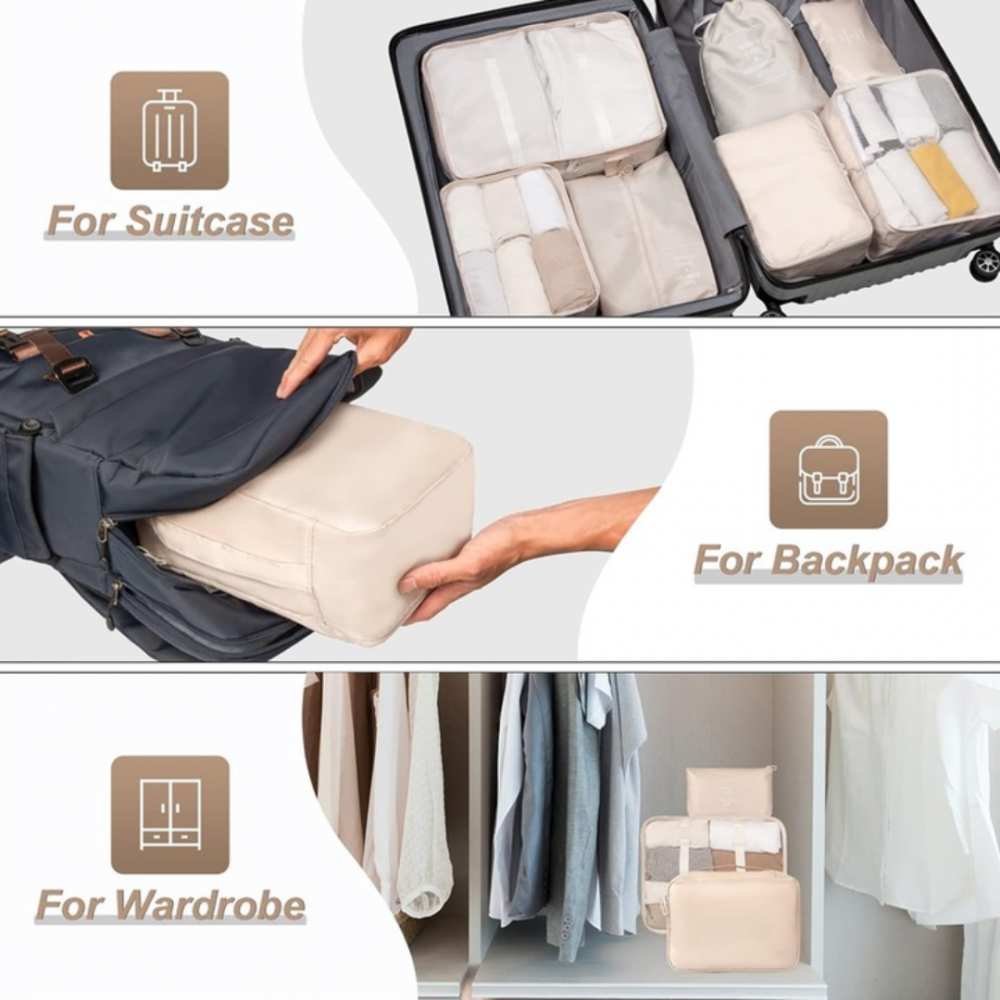 Set 7 huse organizare bagaje, Crem [6]