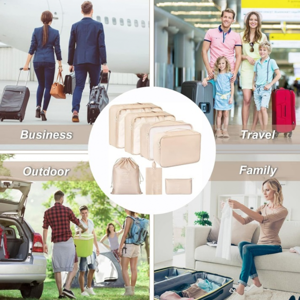 Set 7 huse organizare bagaje, Crem [7]