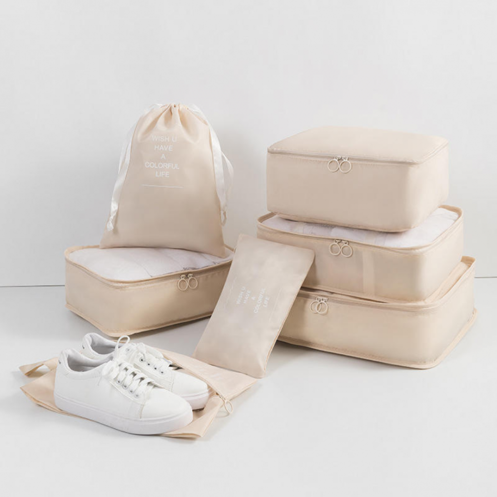 Set 7 huse organizare bagaje, Crem [2]