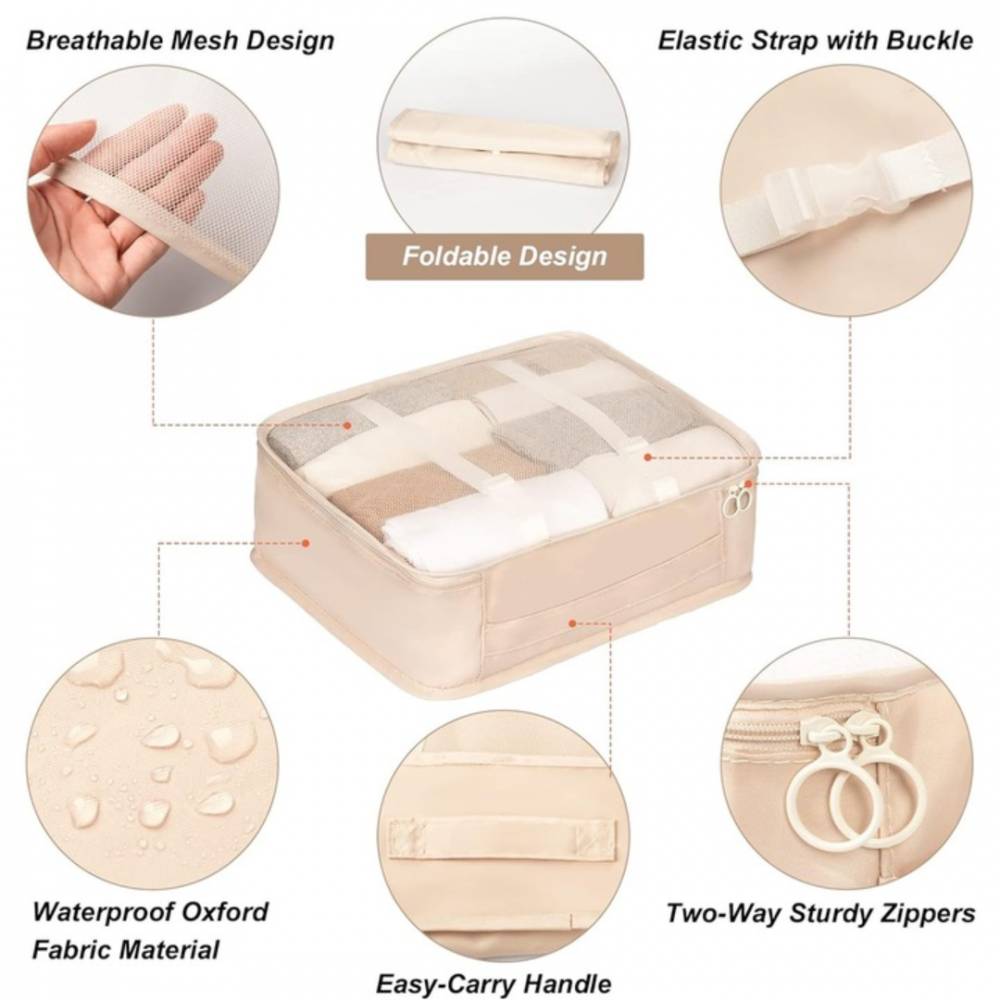 Set 7 huse organizare bagaje, Crem [4]