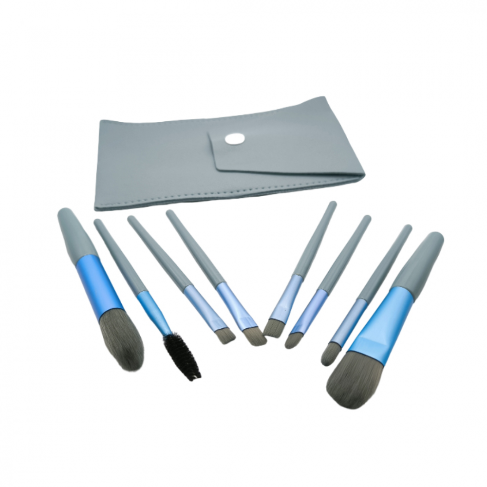 Set 8 pensule machiaj cu husă de depozitare, Albastru [1]