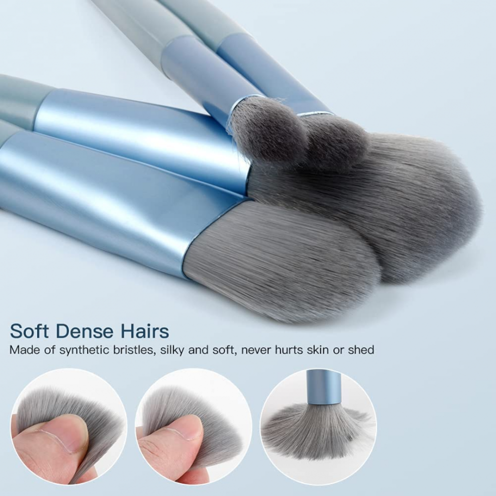 Set 8 pensule machiaj cu husă de depozitare, Albastru [3]