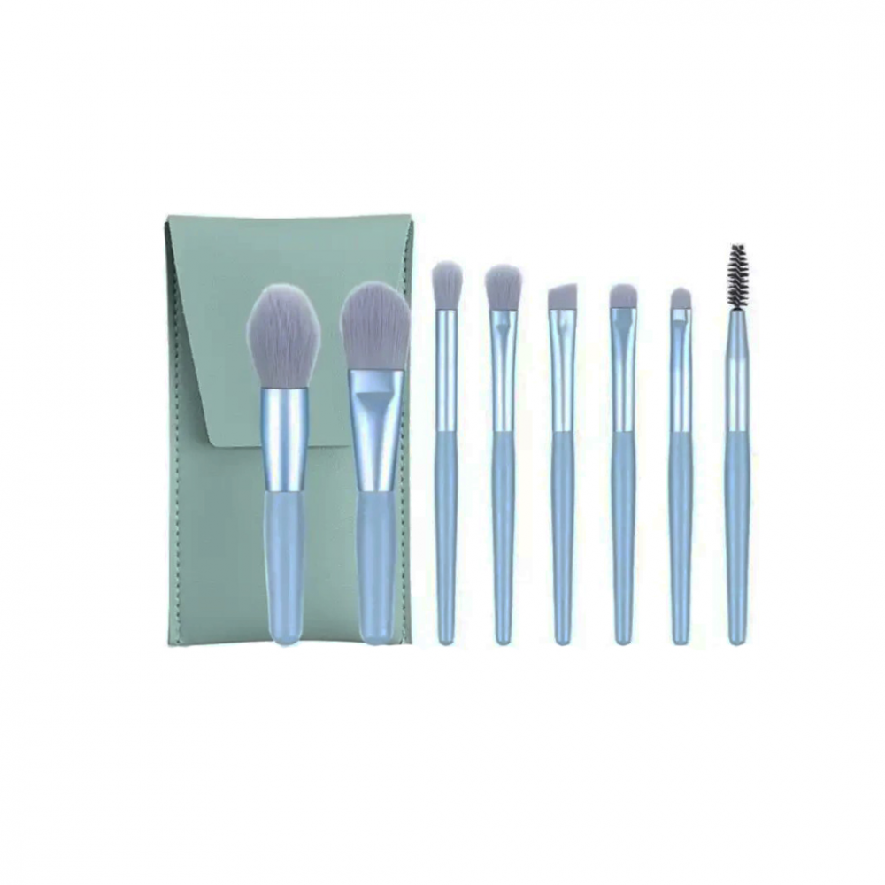 Set 8 pensule machiaj cu husă de depozitare, Albastru [2]