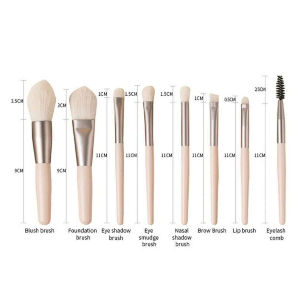 Set 8 pensule machiaj cu husă de depozitare, Crem [4]