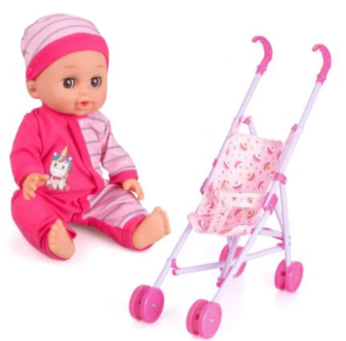 Set bebelus cu 12 sunete si carucior plus accesorii pentru fetite cu varsta 36luni++ [3]