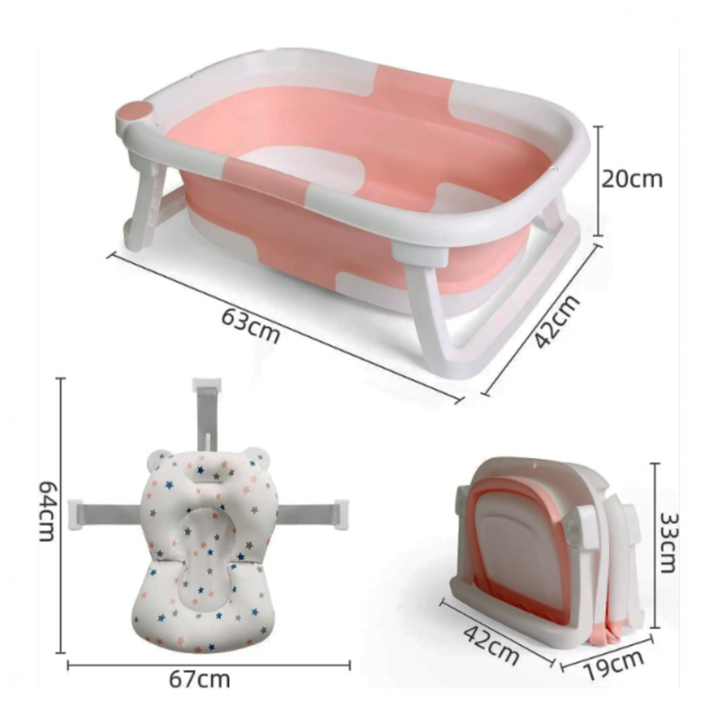 Set cădiță pliabilă cu pernuță textilă, Roz [2]