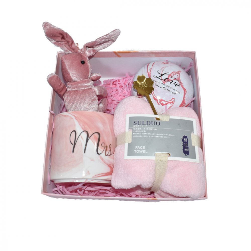 Set cadou 5 piese cu iepuraș pentru fete, Roz [1]