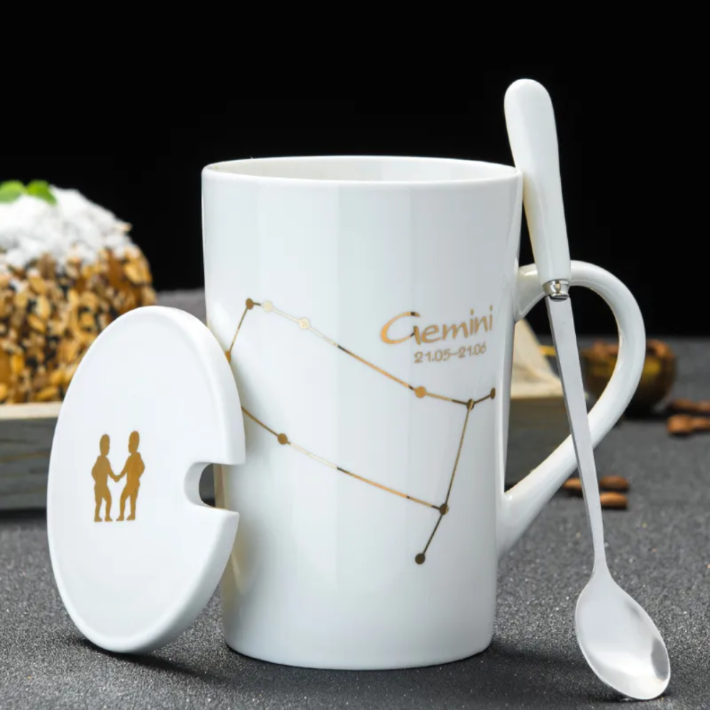 Set cadou cana ceramica, culoare Alb, Gemeni [3]