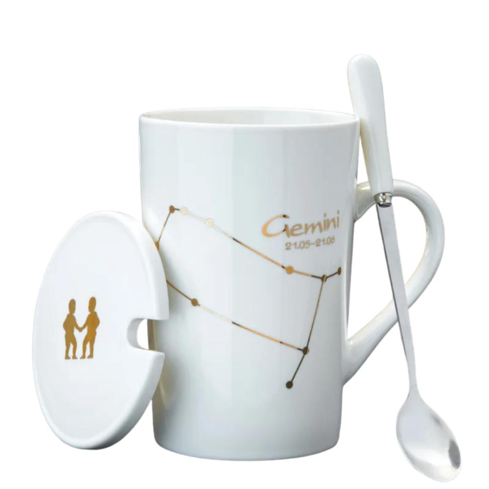 Set cadou cana ceramica, culoare Alb, Gemeni [1]