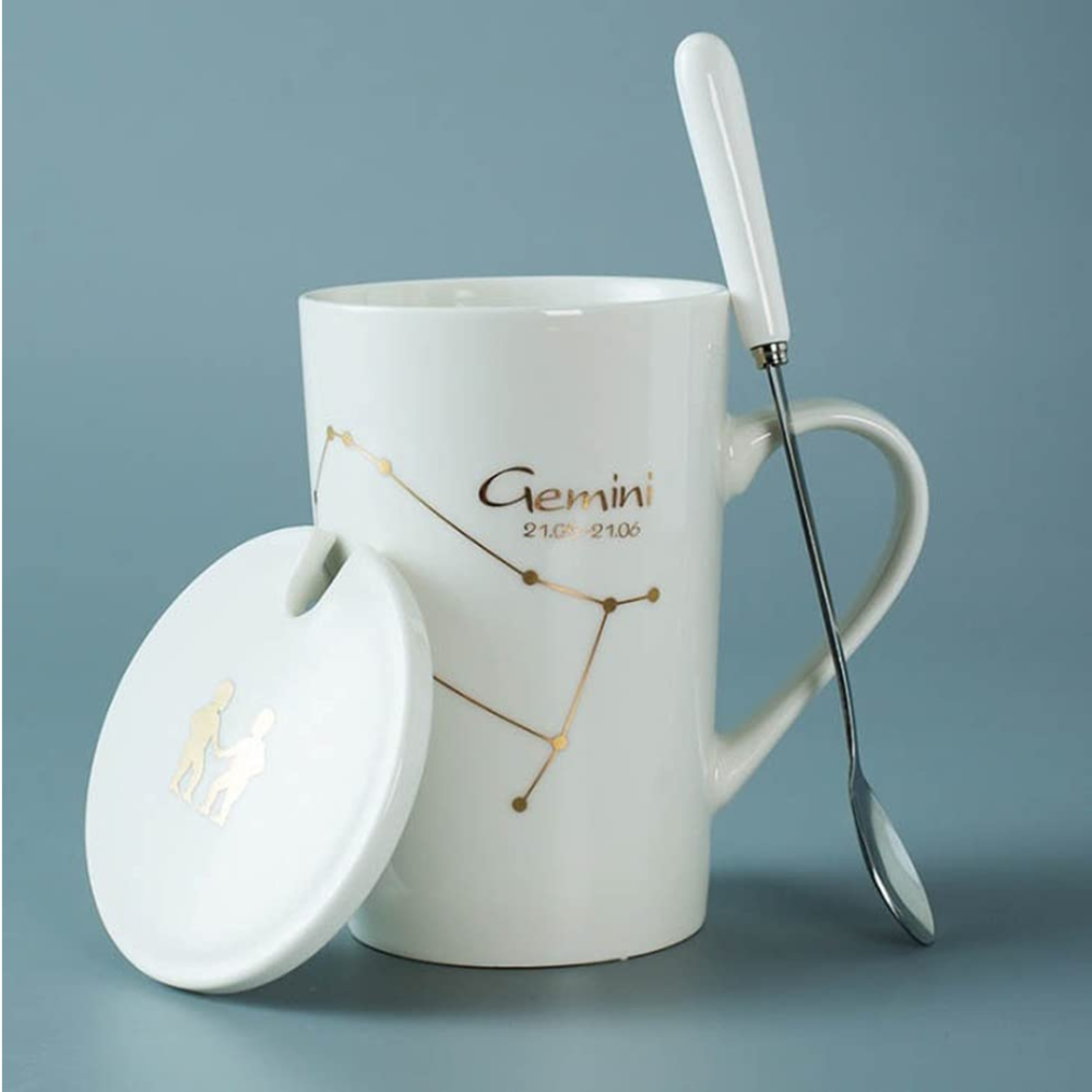 Set cadou cana ceramica, culoare Alb, Gemeni [4]