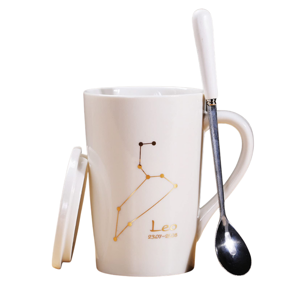 Set cadou cana ceramica, culoare Alb, Leu [1]