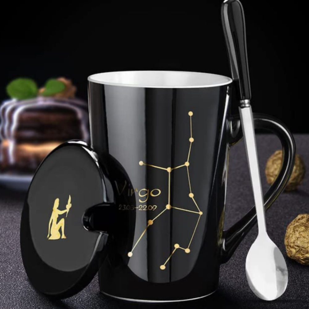 Set cadou cana ceramica, culoare Negru, Fecioara [2]