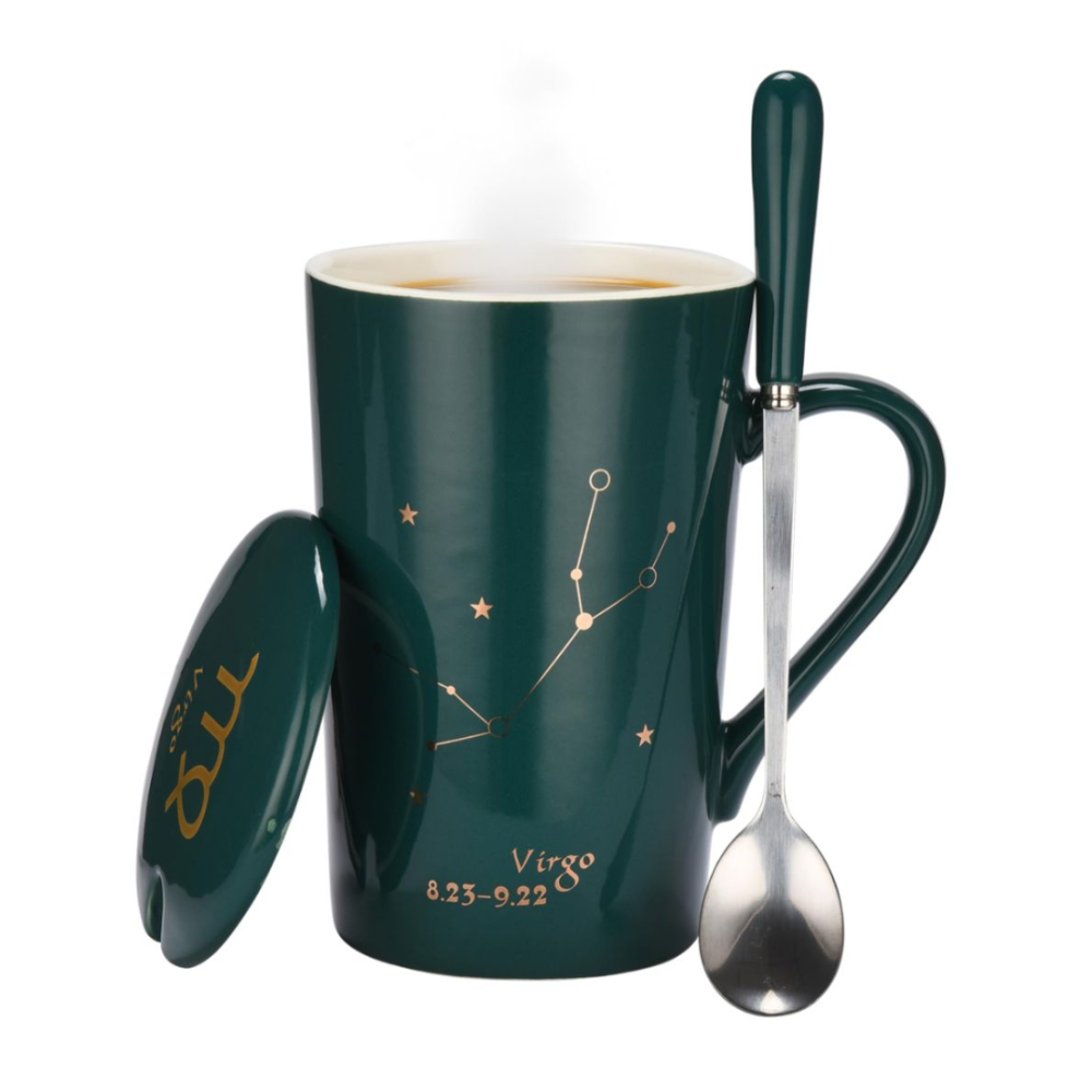 Set cadou cana ceramica, culoare Verde, Fecioara [1]