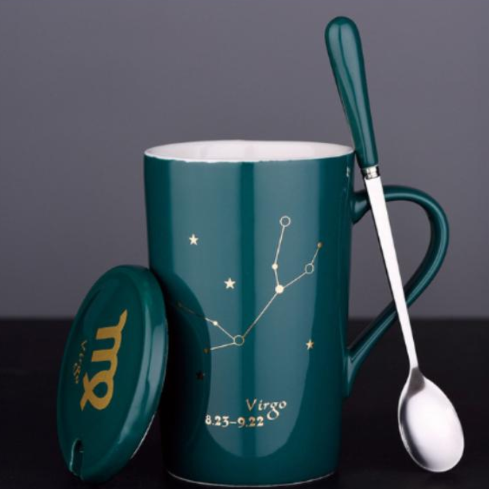Set cadou cana ceramica, culoare Verde, Fecioara [2]