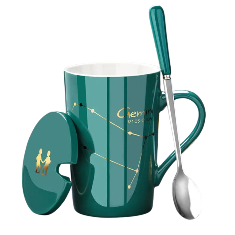 Set cadou cana ceramica, culoare Verde, Gemeni [1]