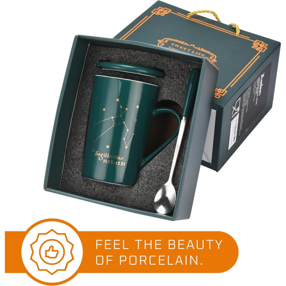 Set cadou cana ceramica, culoare Verde, Sagetator [7]