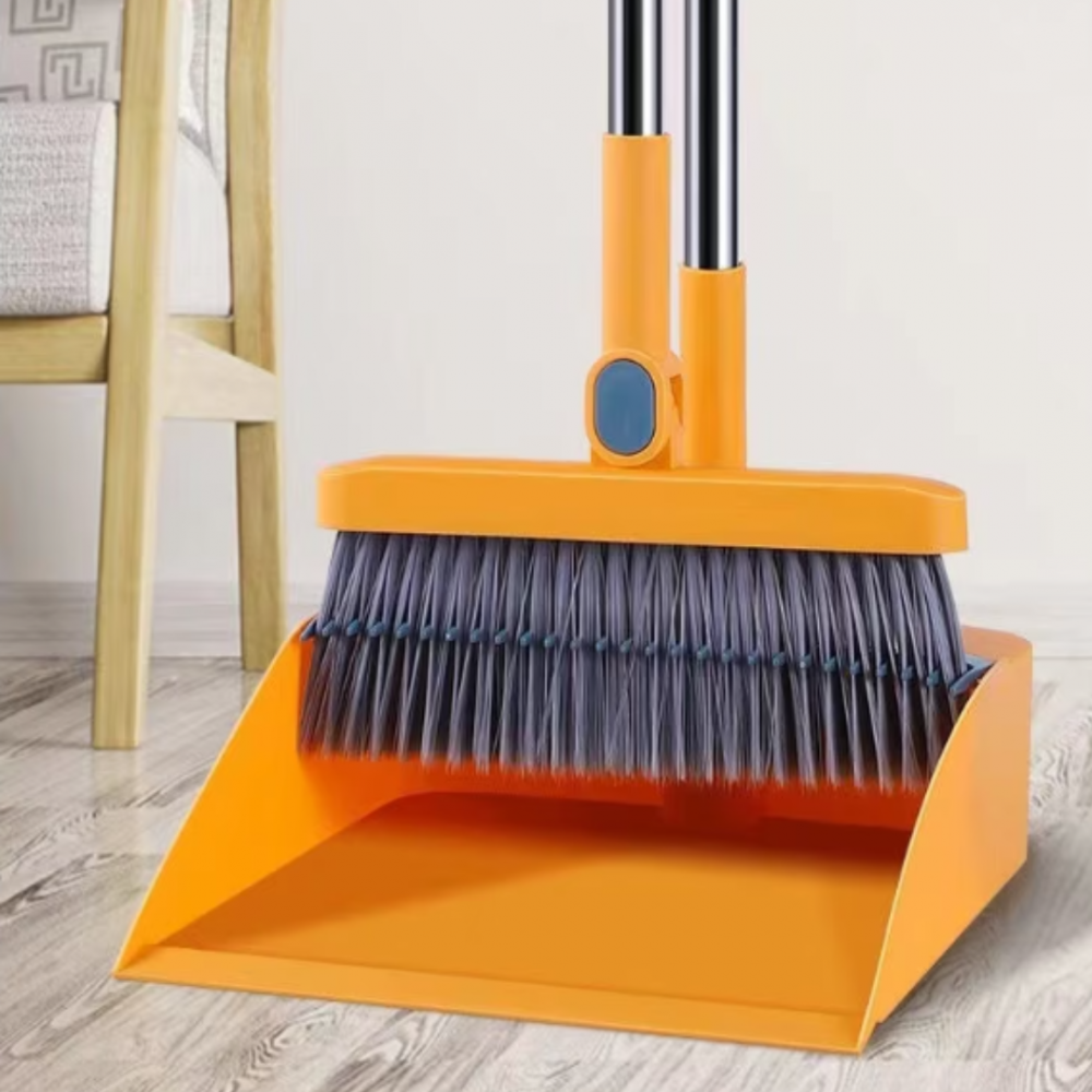 Set de curățenie cu mătură și făraș cu pieptene, portocaliu [5]