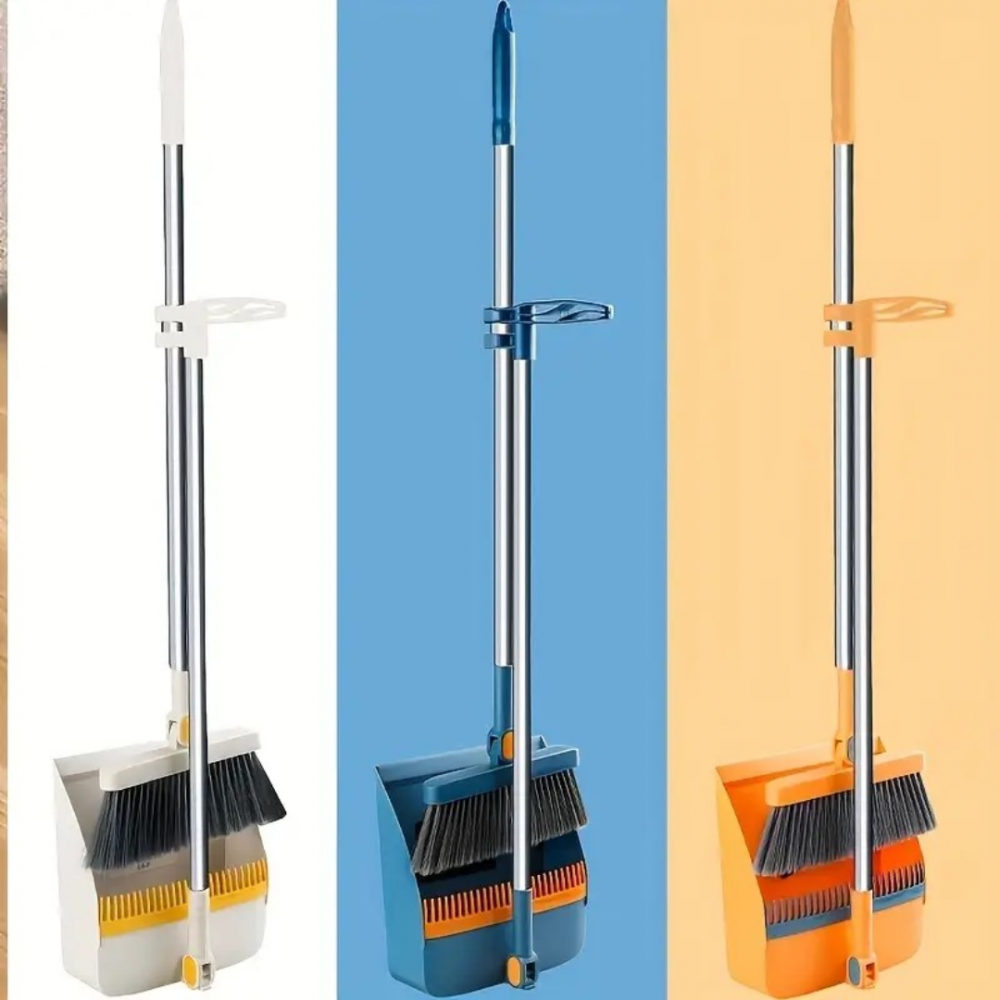 Set de curățenie cu mătură și făraș cu pieptene, portocaliu [6]