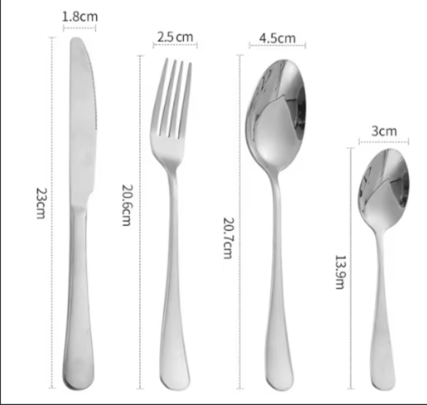 Set de tacamuri, 4 piese inox, Argintiu [1]