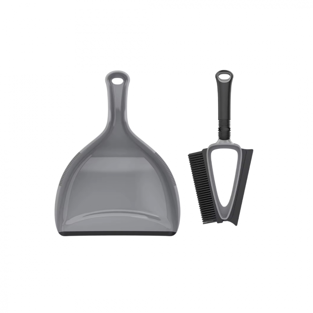 Set făraș și perie cu racletă și peri moi din silicon, gri [1]