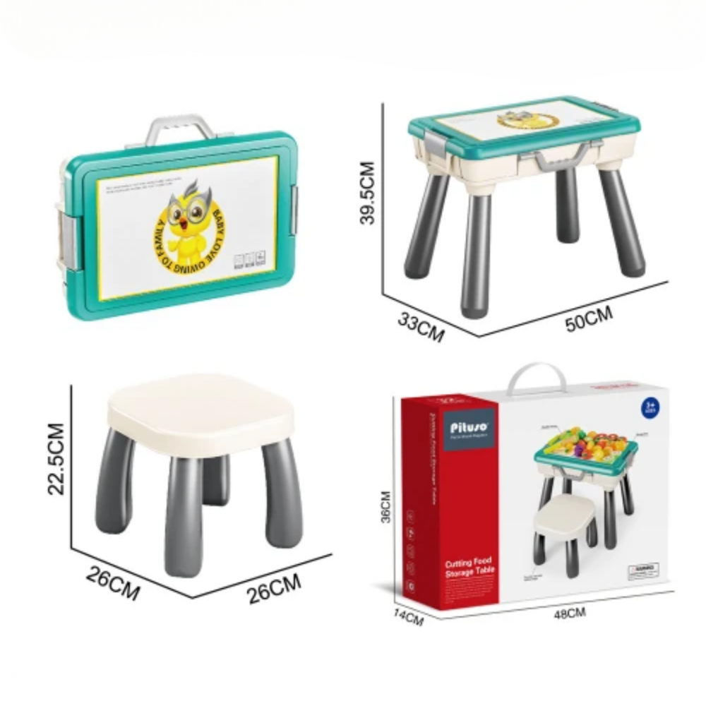 Set masă și scaun pentru copii cu spațiu de depozitare și fructe/legume [2]