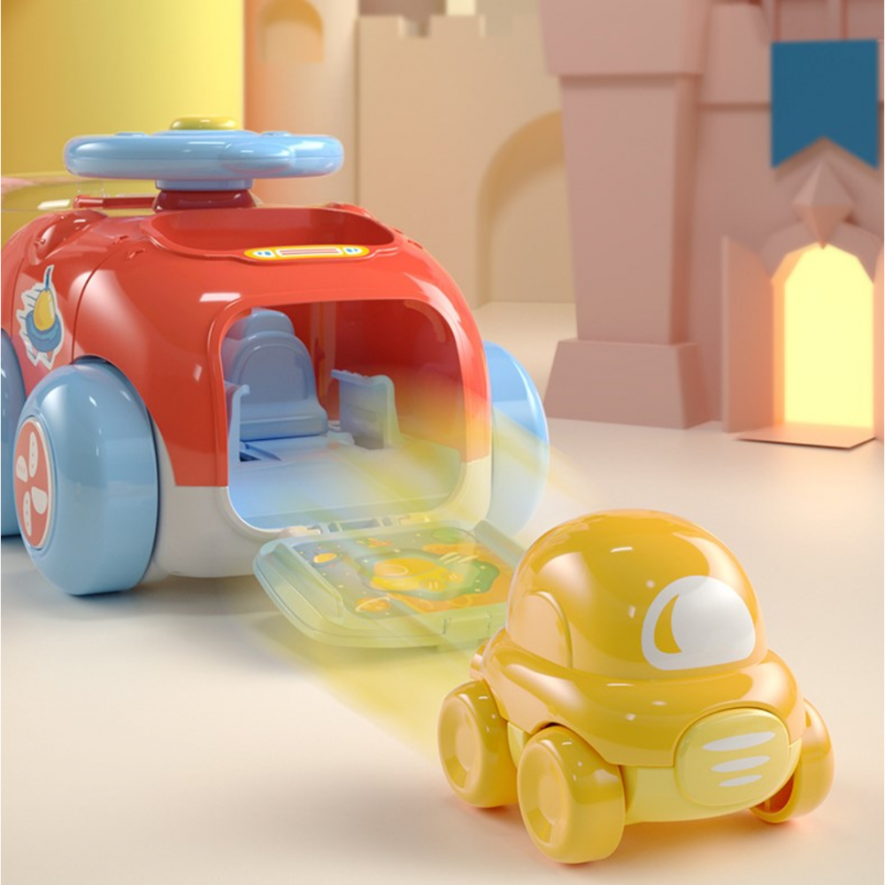 Set mașină cu spațiu interior depozitare și 2 mașinuțe cu catapultă [6]