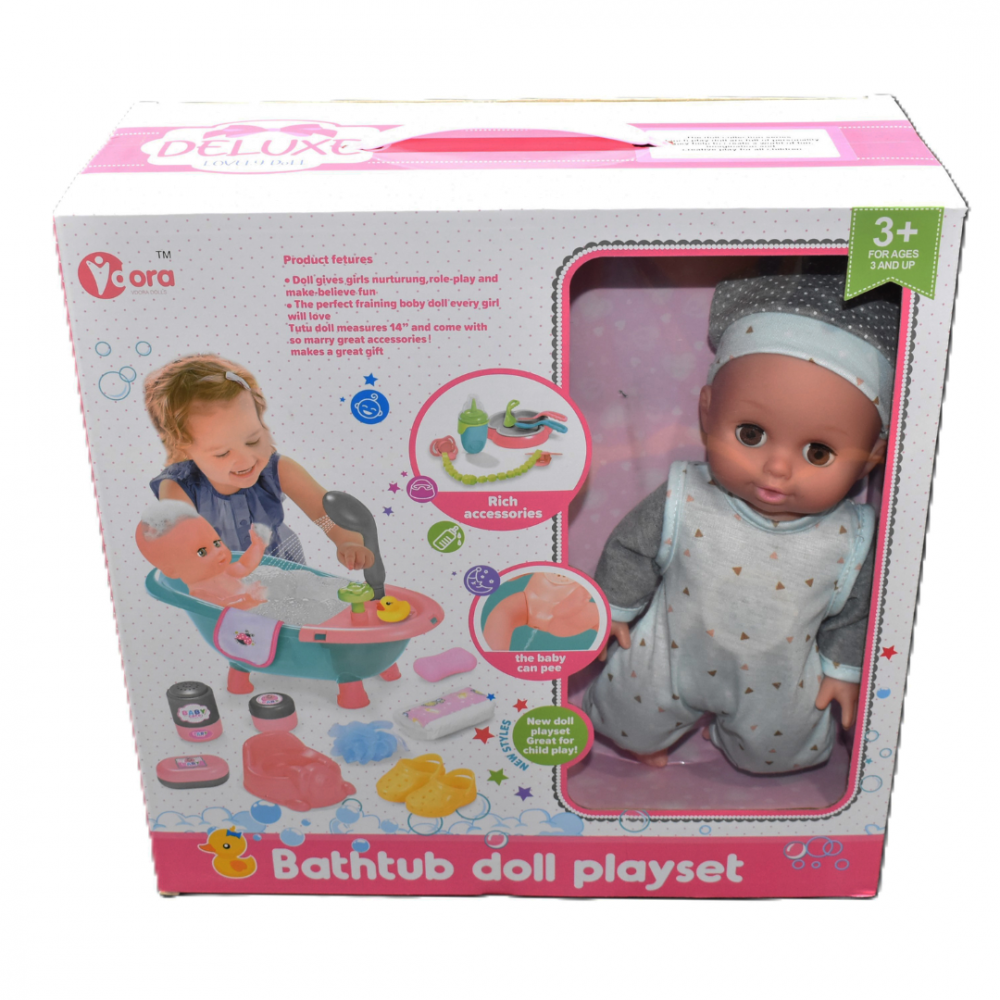 Set păpușă bebeluș 35 cm cu cădiță și accesorii de baie pentru copii [1]
