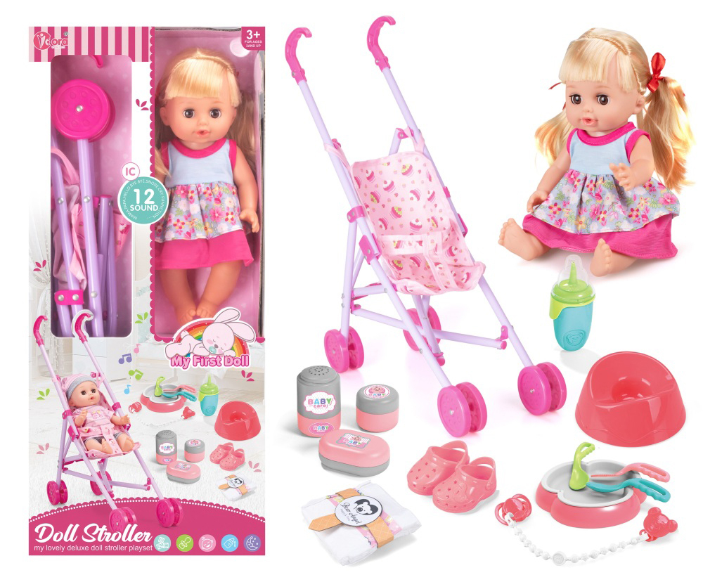 Set papusa cu 12 sunete si carucior plus accesorii pentru fetite cu varsta 36luni++ [1]