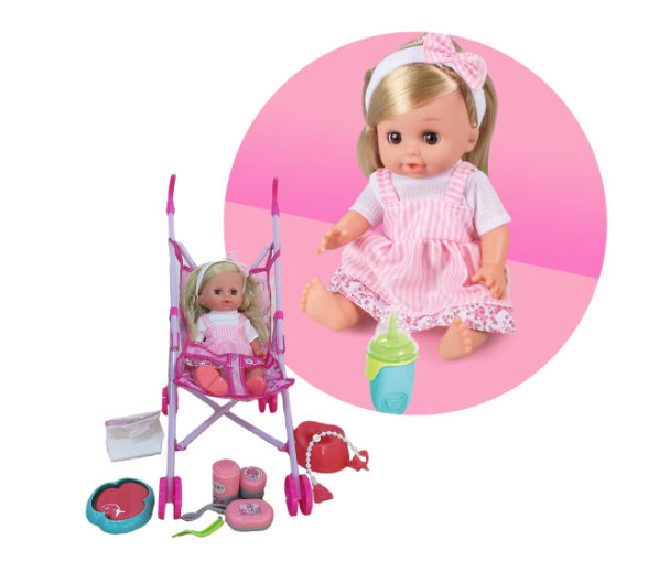 Set papusa cu 12 sunete si carucior plus accesorii pentru fetite cu varsta 36luni++ [4]