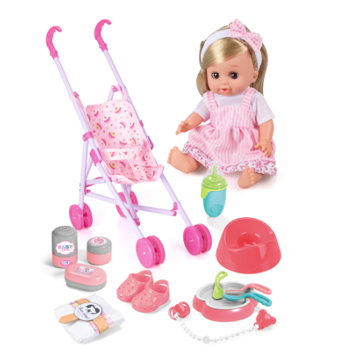Set papusa cu 12 sunete si carucior plus accesorii pentru fetite cu varsta 36luni++ [6]