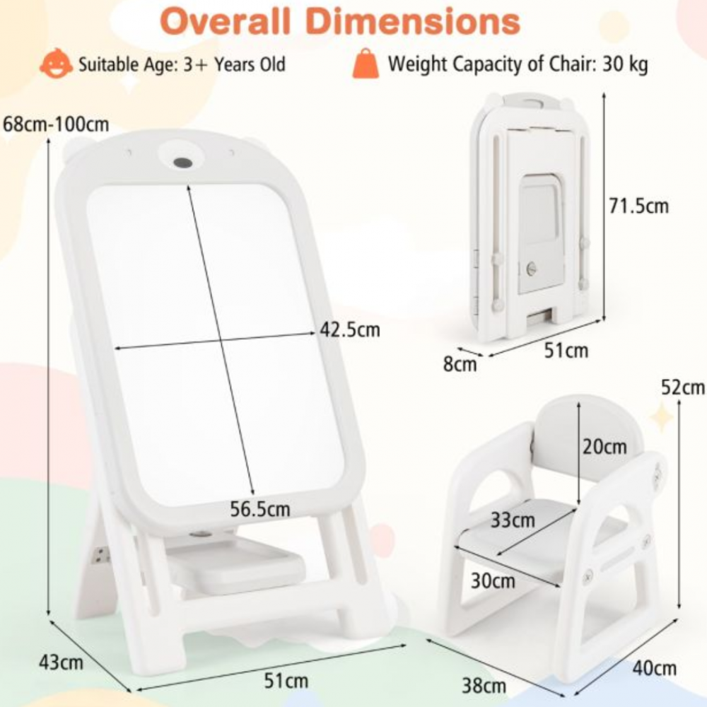 Set scaun și tablă pentru scris și desen, model Ursuleț [6]