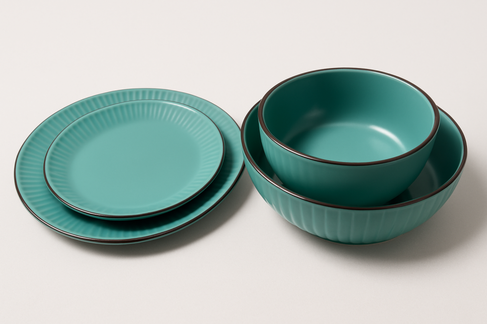 Set vesela 16 piese pentru 4 persoane, Ceramica, design modern, culoare Turquoise [4]