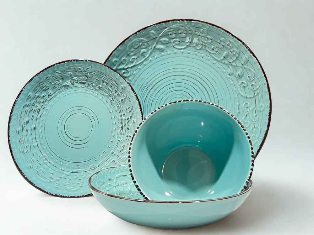 Set vesela 16 piese, pentru 4 persoane, Ceramica, design modern, culoare Vernil mediterranean [1]