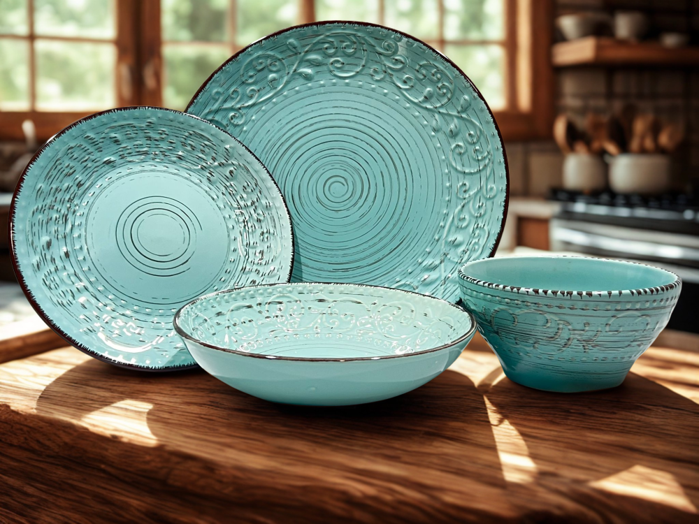 Set vesela 16 piese, pentru 4 persoane, Ceramica, design modern, culoare Vernil mediterranean [4]