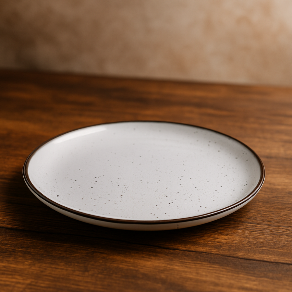 Set vesela 17 piese, pentru 4 persoane, Ceramica, design modern, culoare Alb cu margine argintie [3]